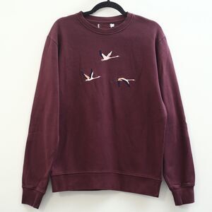 OLOW Bird Embroidered Sweatshirt Pullover Long Sleeve Organic Cotton M 283310